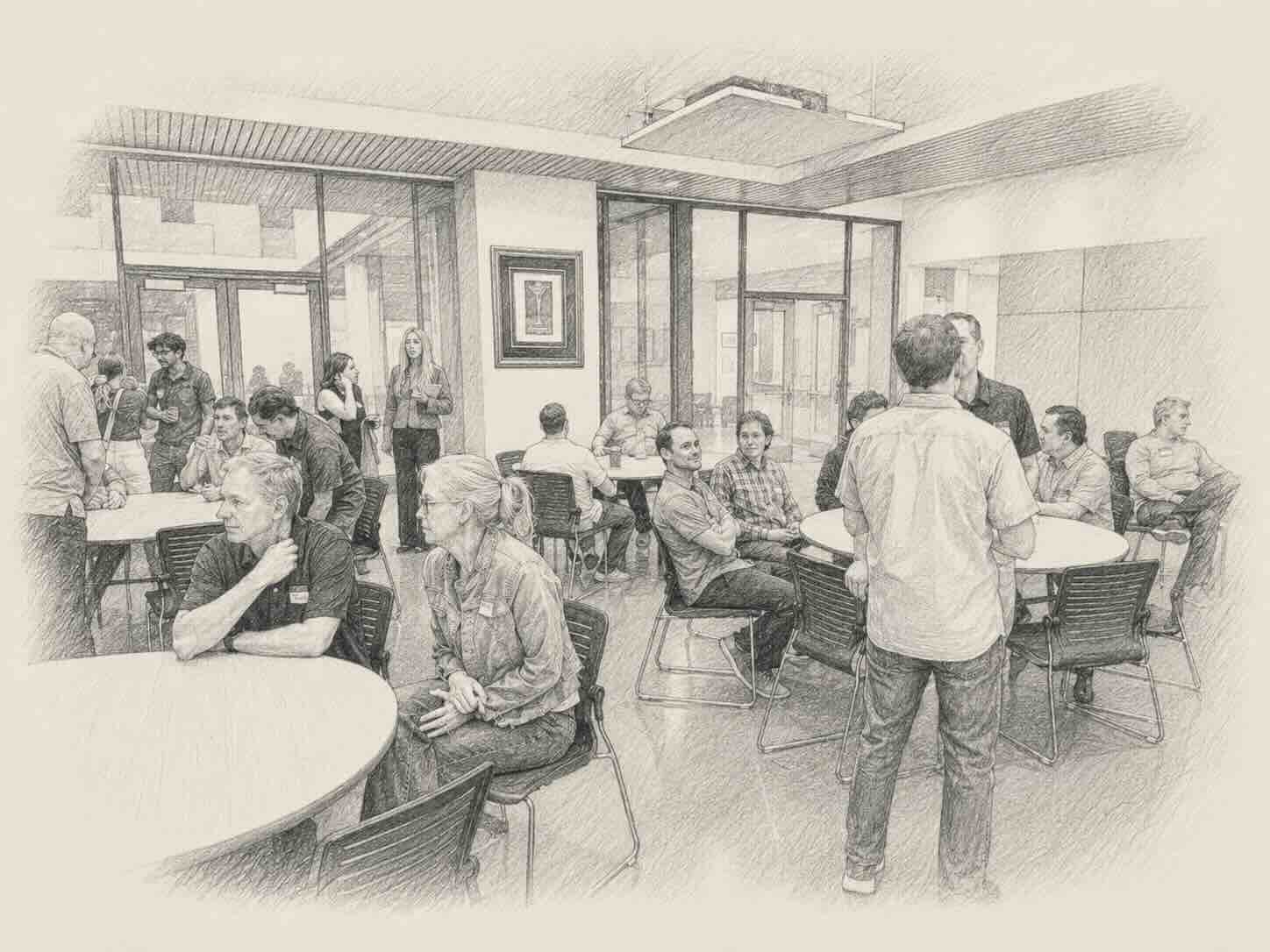 AI Assembly gathering — people in conversation about what AI means for real life