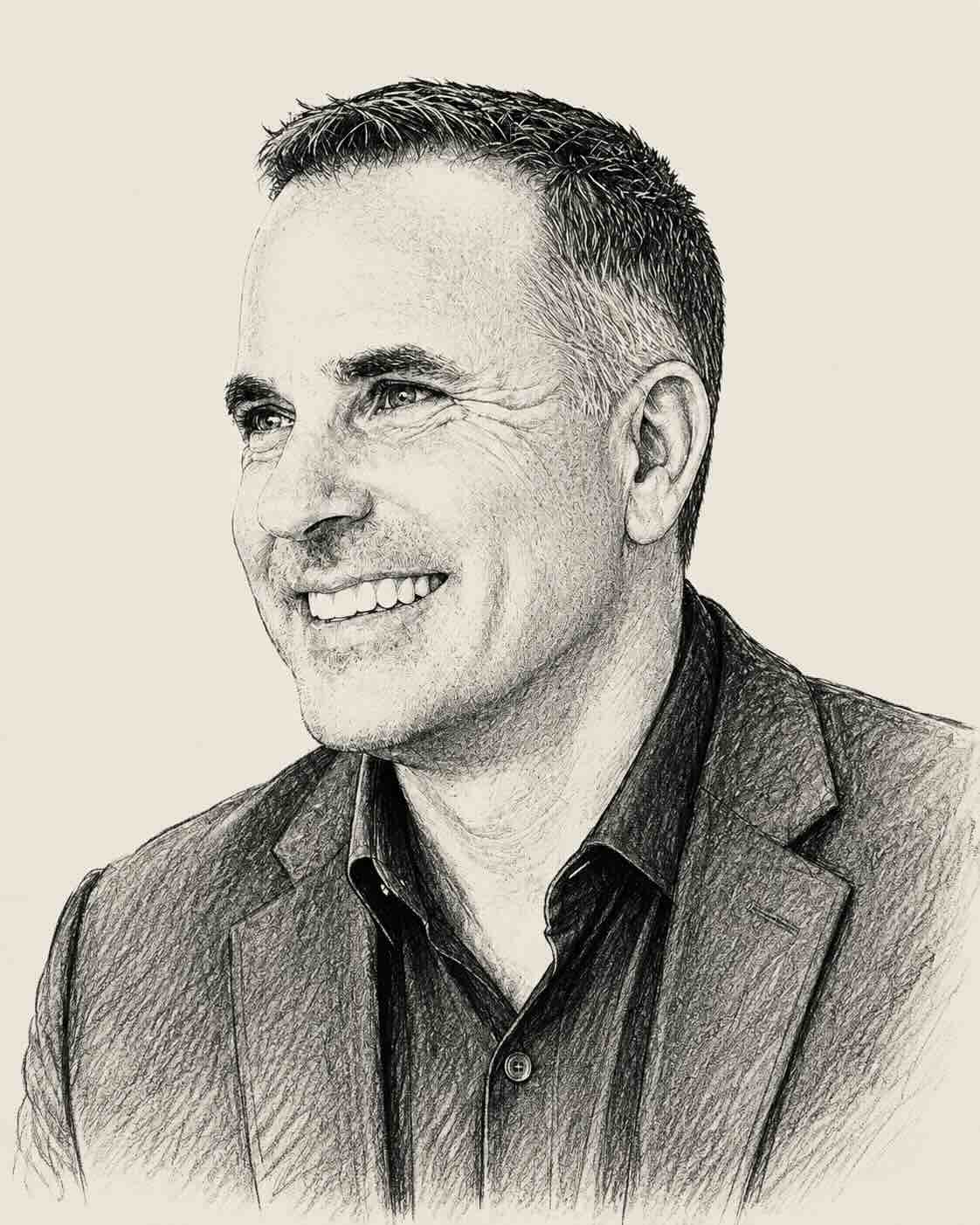 Sketch-style portrait of Dean Dzurilla